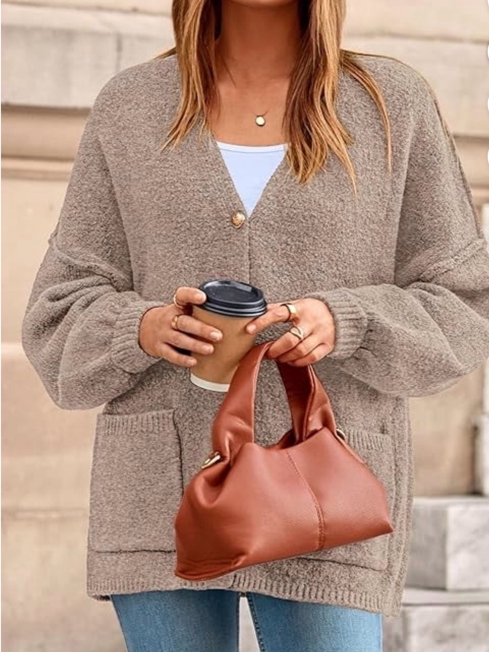 Pretty little thing fall chunky cardigan, sweater for women overside w pockets
